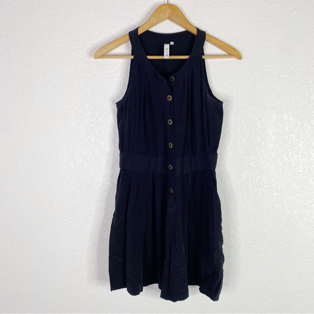 Anthropologie Sine Black 100% Silk Sleeveless Romper